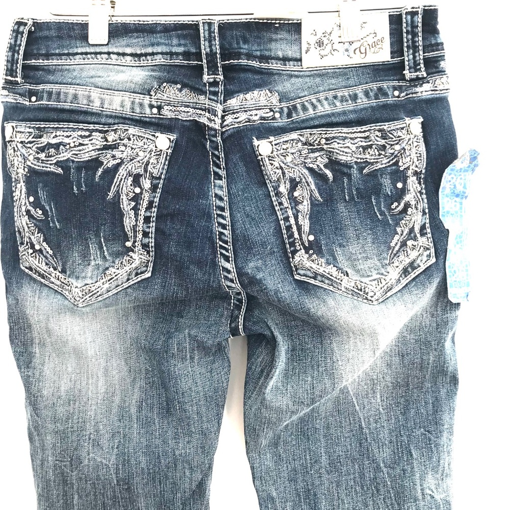NWT Grace in LA capris/denim size 26 Easy Fit dark wash cowgirl country western - Picture 6 of 15